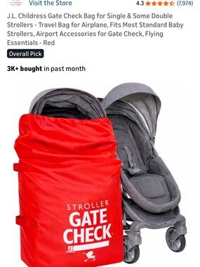 Red Stroller Gate Check Bag – Travel Protective Cover